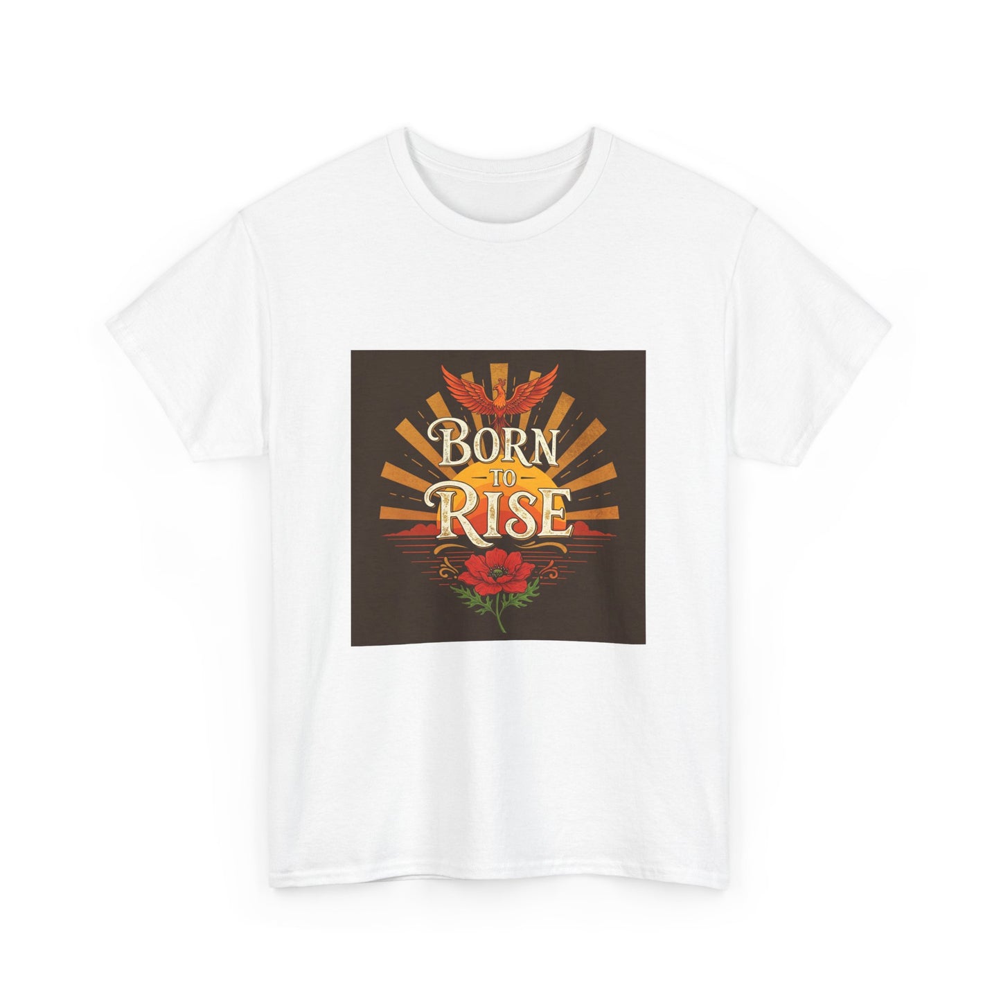 Born to Rise Unisex Heavy Cotton Tee - Inspirational Graphic Shirt