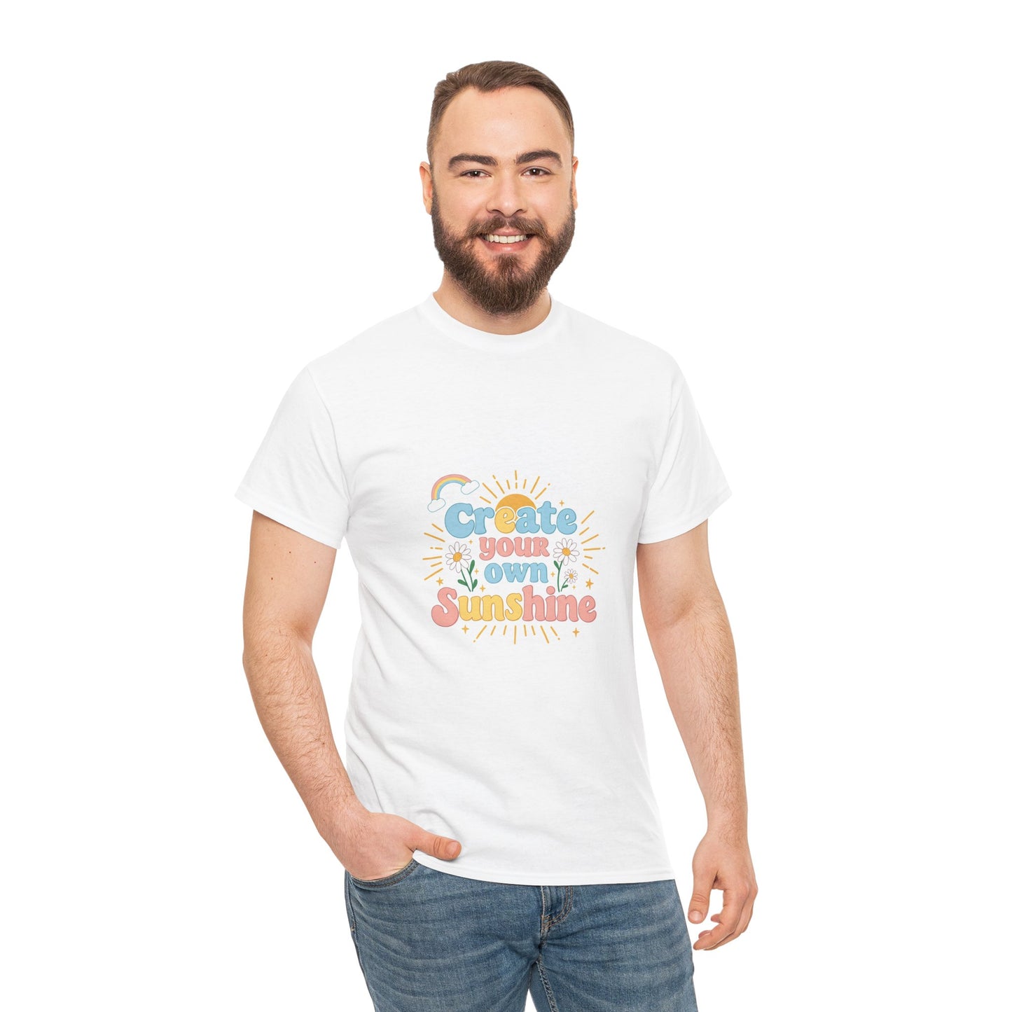 Create Your Own Sunshine Unisex Heavy Cotton Tee - Positive Vibe T-Shirt for Joyful Moments