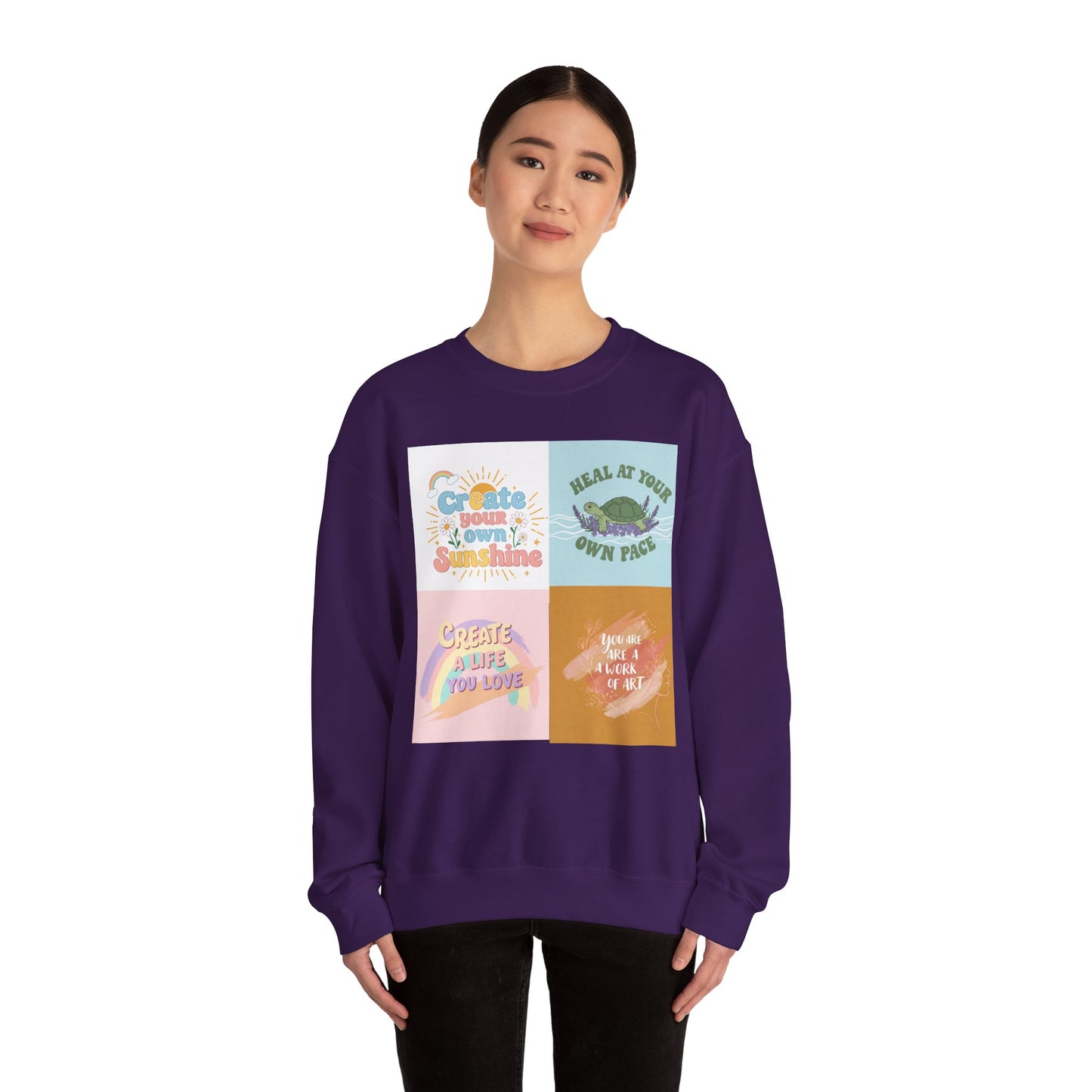 Inspirational Crewneck Sweatshirt - "Create Your Own Sunshine" & More