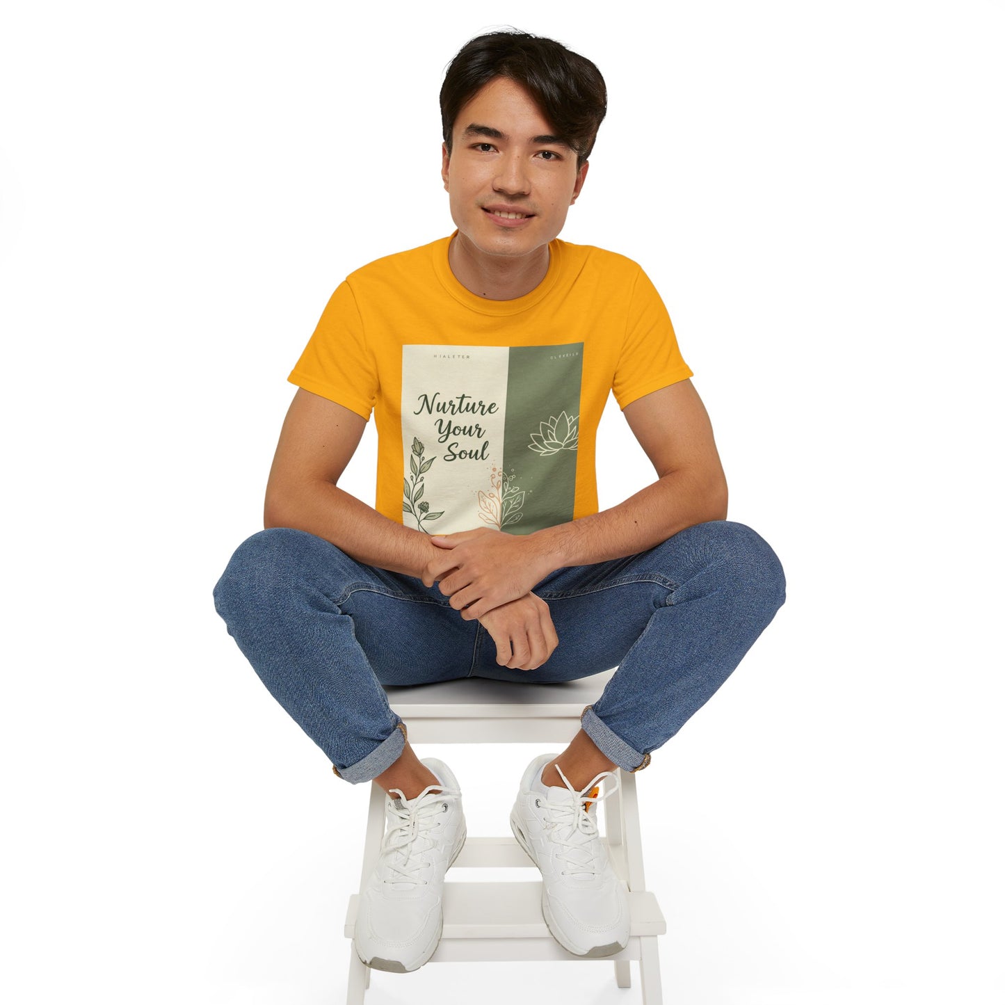 သင့်စိတ်ဝိညာဉ် Unisex Ultra Cotton Tee - ငြိမ်းချမ်းသော သဘာဝမှုတ်သွင်းထားသော ဒီဇိုင်းကို ပြုစုပျိုးထောင်ပါ။