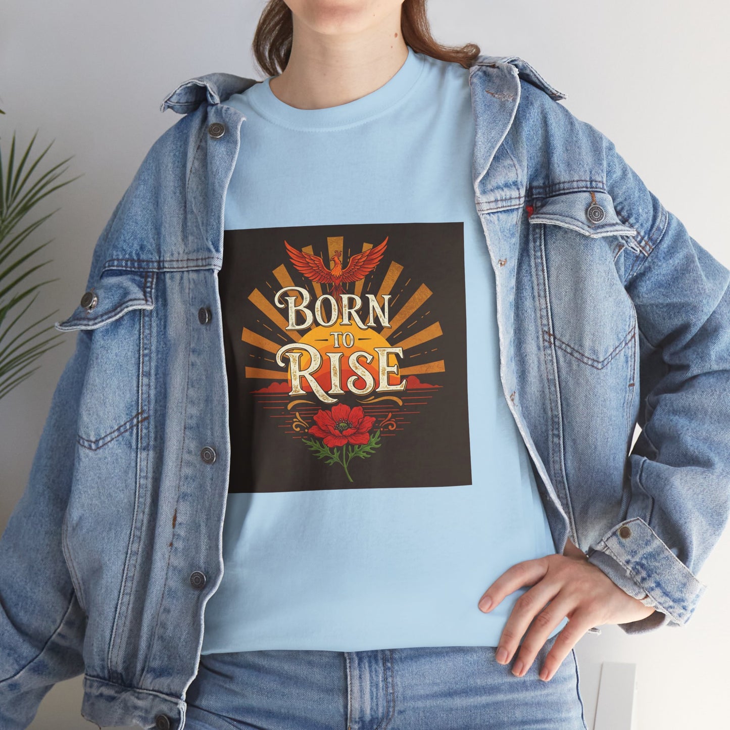 Born to Rise Unisex Heavy Cotton Tee - Inspirational Graphic Shirt