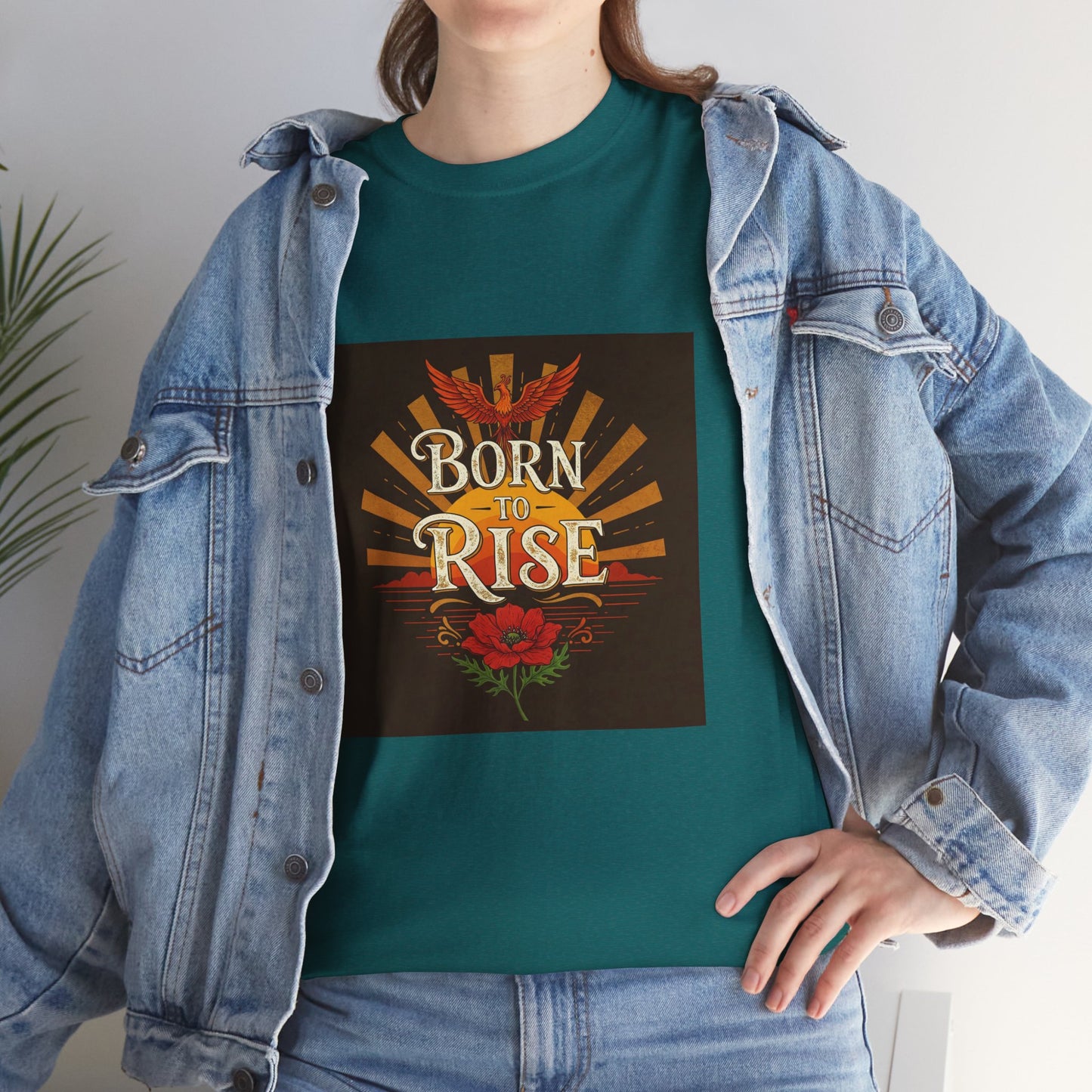 Born to Rise Unisex Heavy Cotton Tee - Inspirational Graphic Shirt