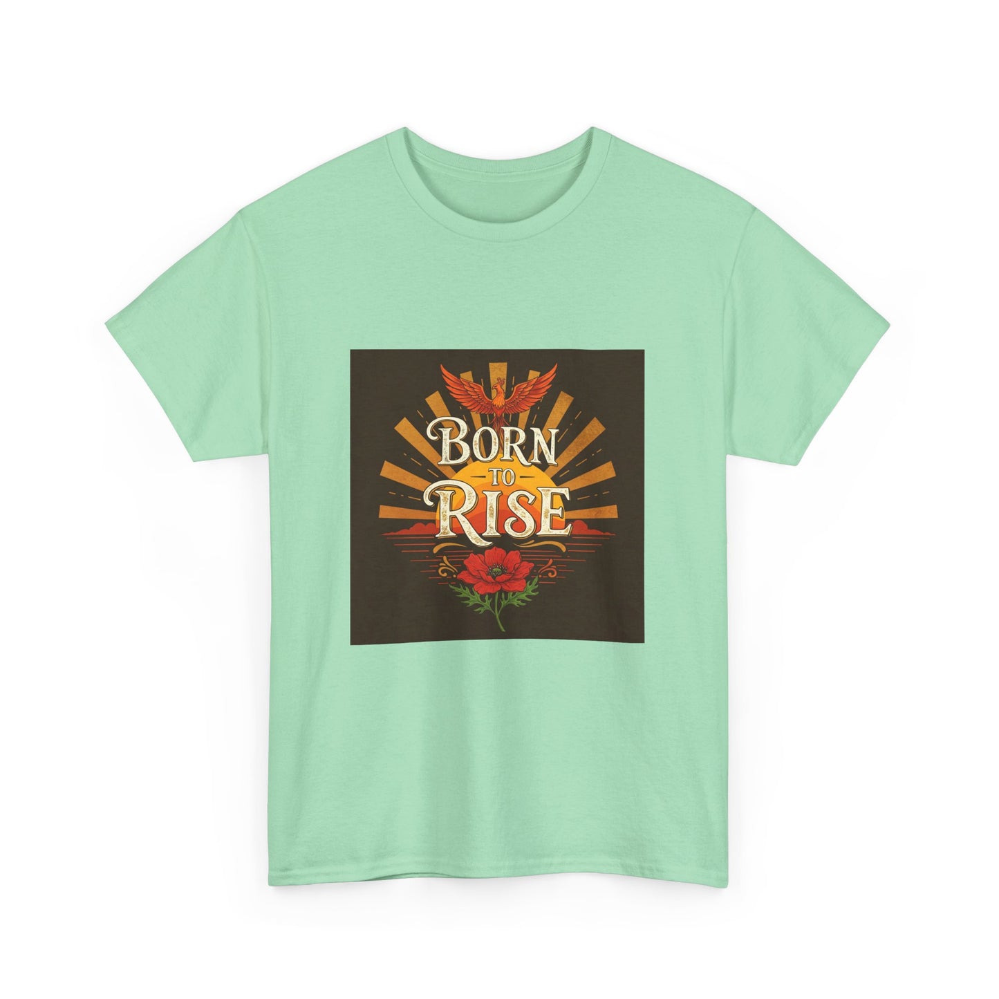 Born to Rise Unisex Heavy Cotton Tee - Inspirational Graphic Shirt