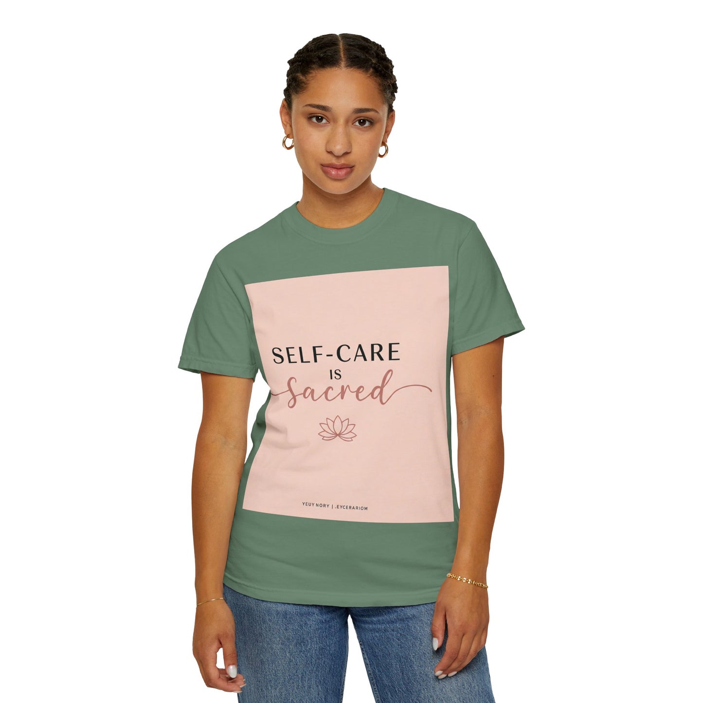 Front Print Design "Self-Care is Sacred" T-Shirt