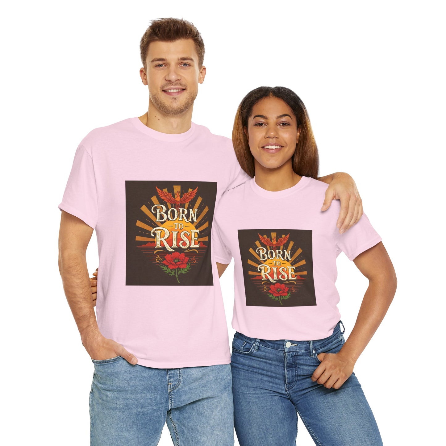 Born to Rise Unisex Heavy Cotton Tee - Inspirational Graphic Shirt