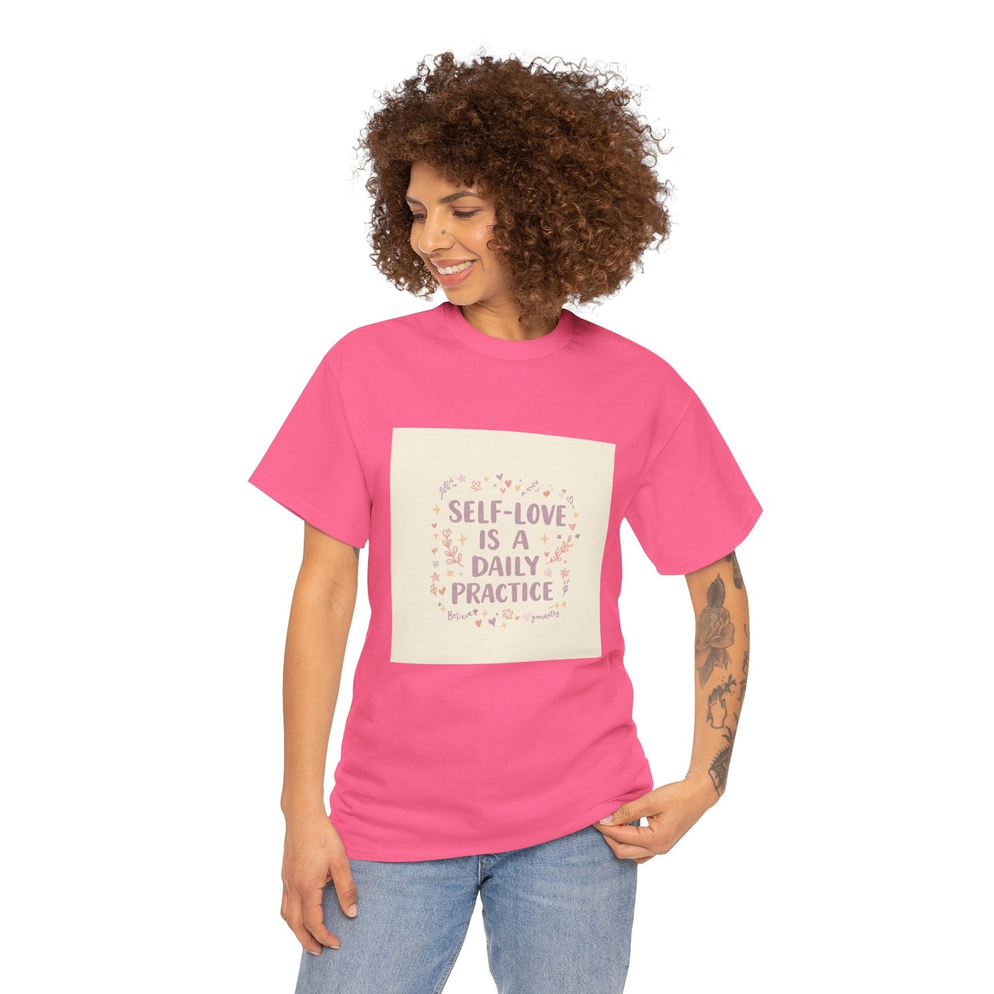 Self-Love is a Daily Practice Unisex Heavy Cotton Tee - Inspirational Graphic Tee