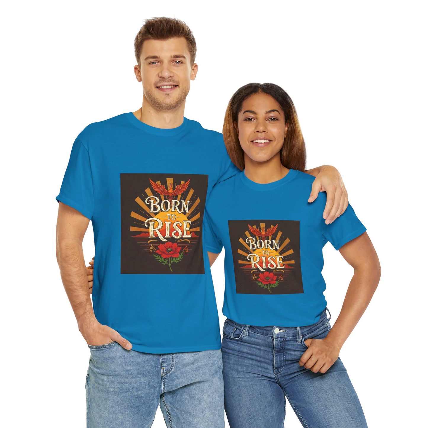 Born to Rise Unisex Heavy Cotton Tee - Inspirational Graphic Shirt