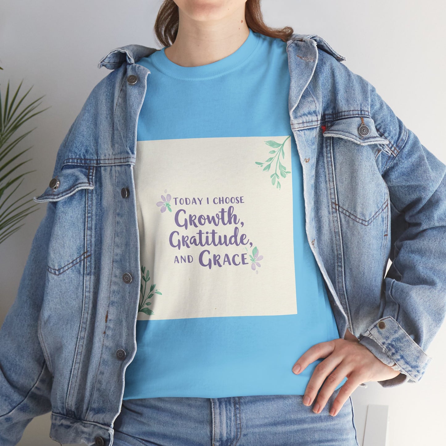 Inspirational Unisex Heavy Cotton Tee - "Today I Choose Growth, Gratitude, and Grace"