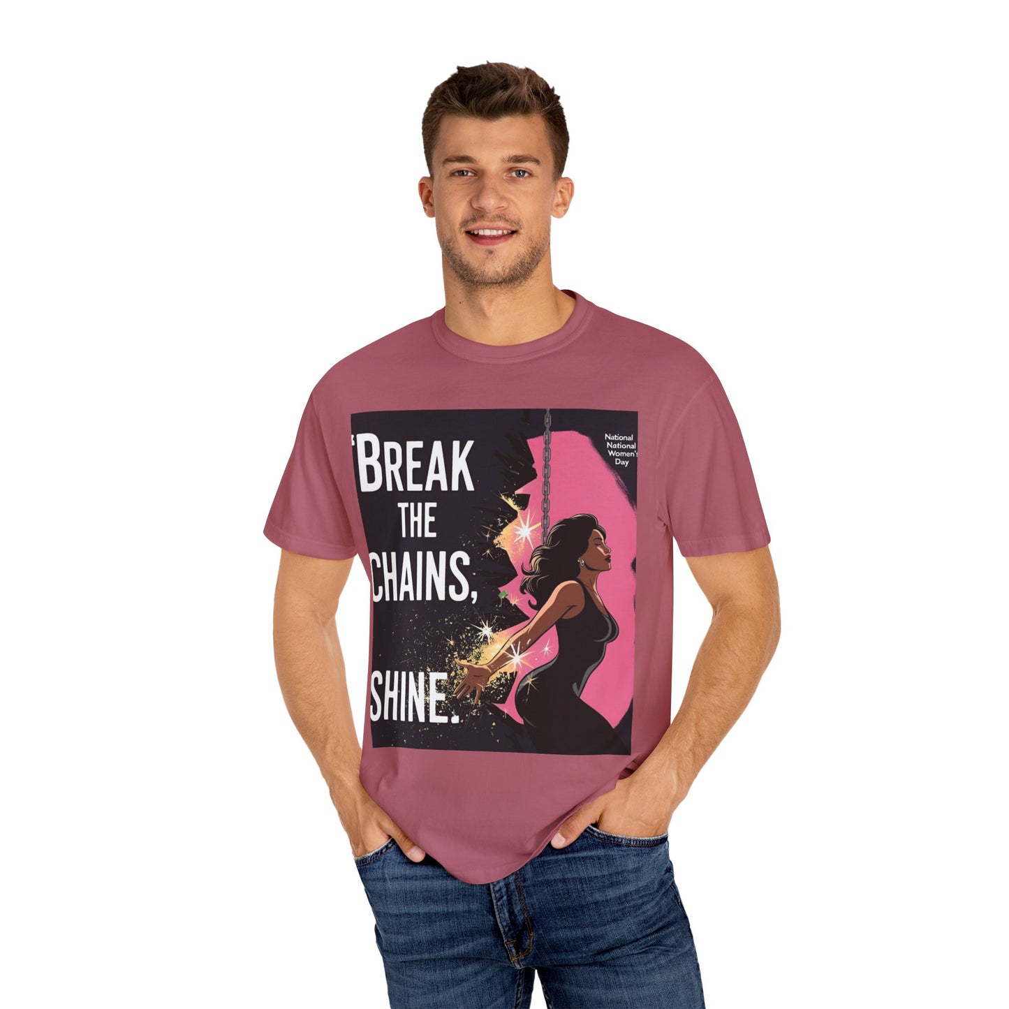 Empowerment T-Shirt: "Break the Chains, Shine" - Unisex Garment-Dyed Tee for National Freedom Day