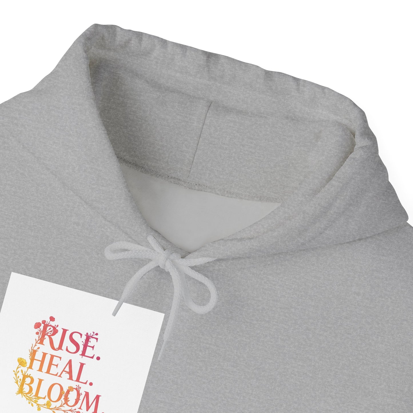 Rise Heal Bloom Unisex Heavy Blend Hoodie - Inspirational Sweatshirt for Self-Care and Wellness