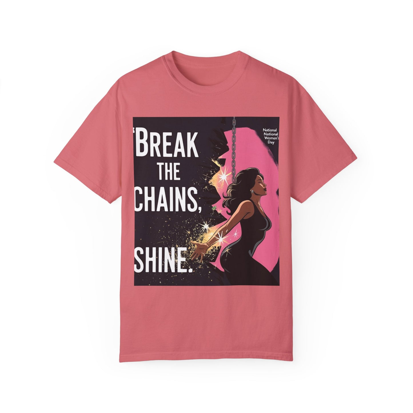 Bemagtigings-T-hemp: "Break the Chains, Shine" - Unisex-kledingkleurige tee vir Nasionale Vryheidsdag