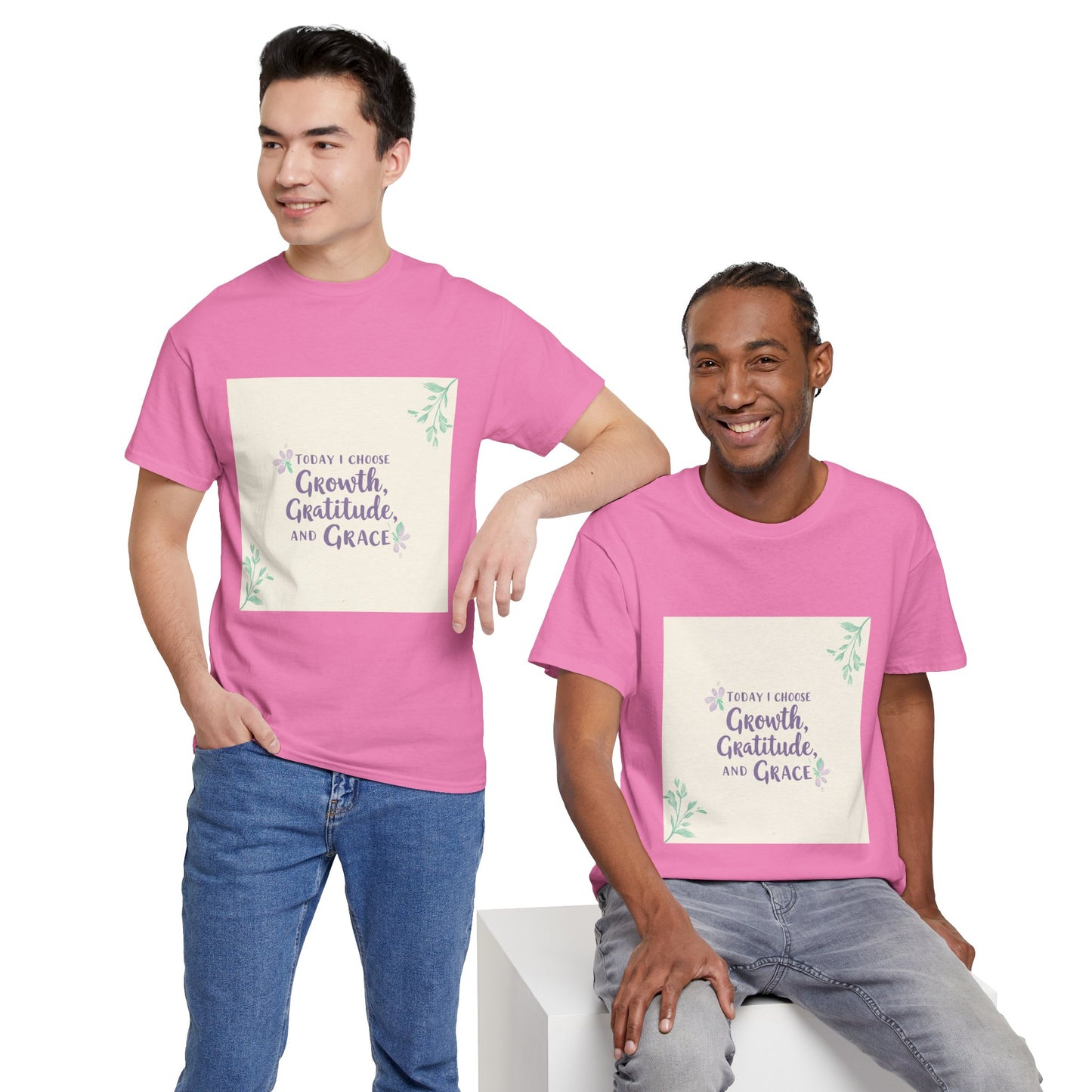 Inspirational Unisex Heavy Cotton Tee - "Today I Choose Growth, Gratitude, and Grace"