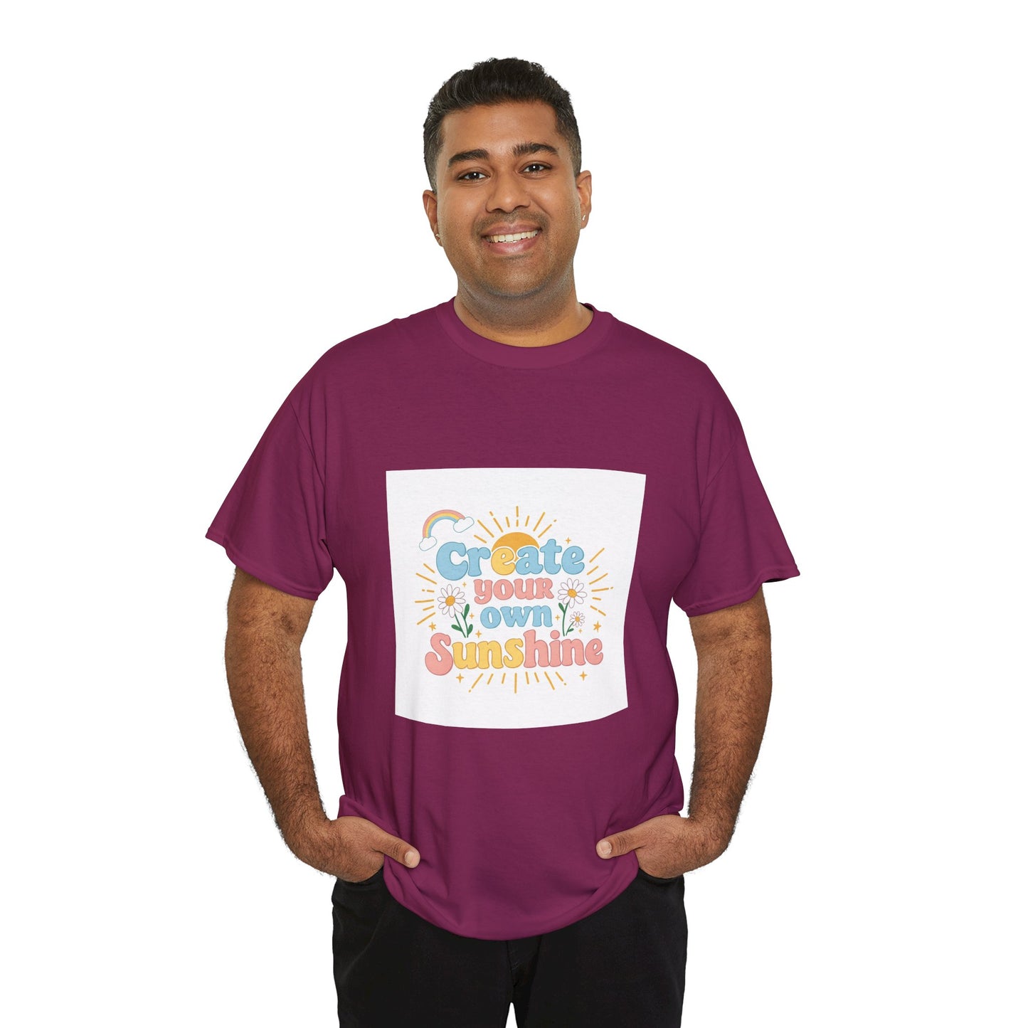 Create Your Own Sunshine Unisex Heavy Cotton Tee - Positive Vibe T-Shirt for Joyful Moments