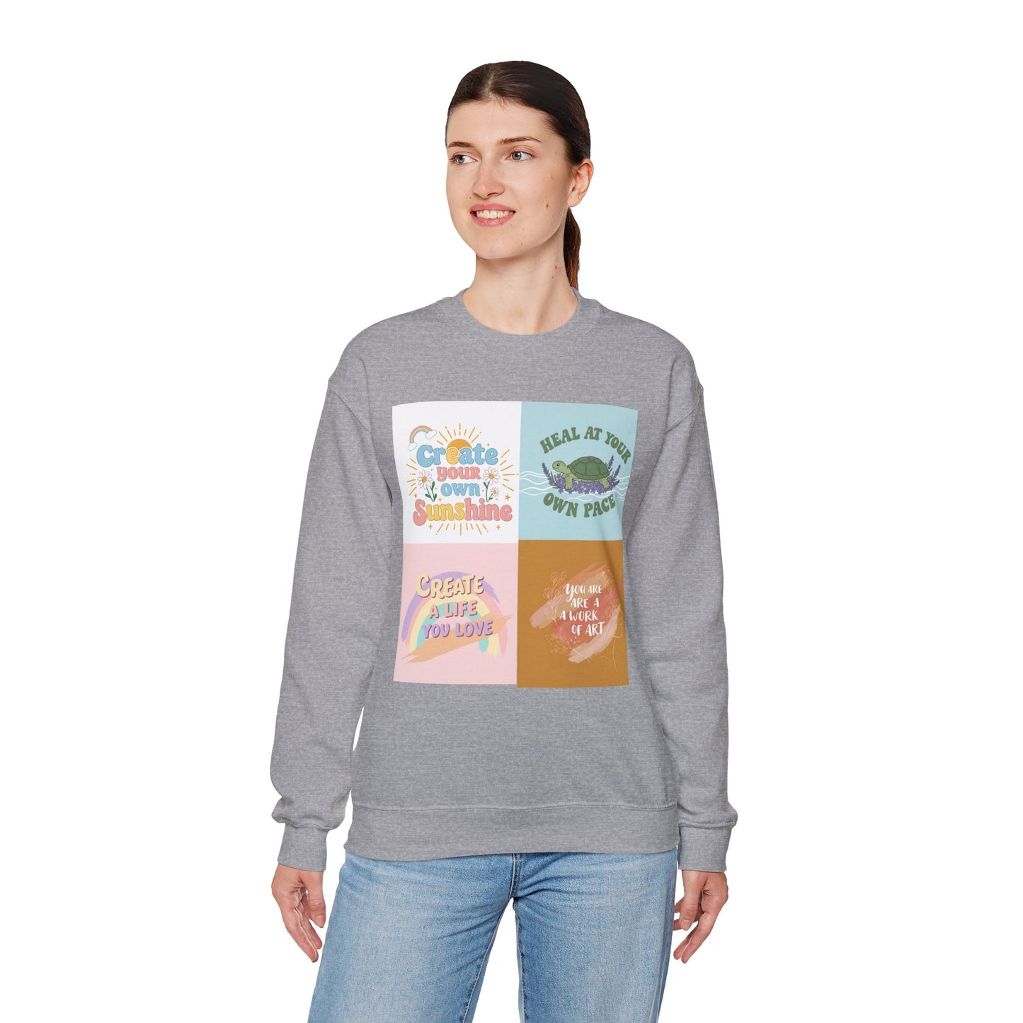 Inspirational Crewneck Sweatshirt - "Create Your Own Sunshine" & More