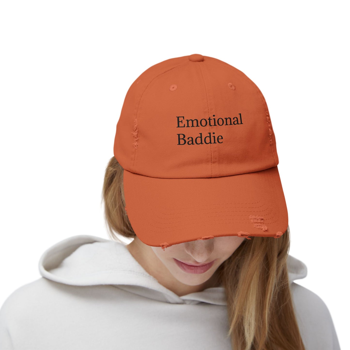 Emotional Baddie Distressed Unisex Cap – Trendy Casual Headwear