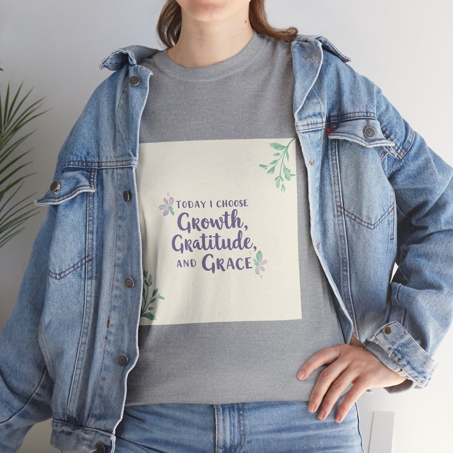 Inspirational Unisex Heavy Cotton Tee - "Today I Choose Growth, Gratitude, and Grace"