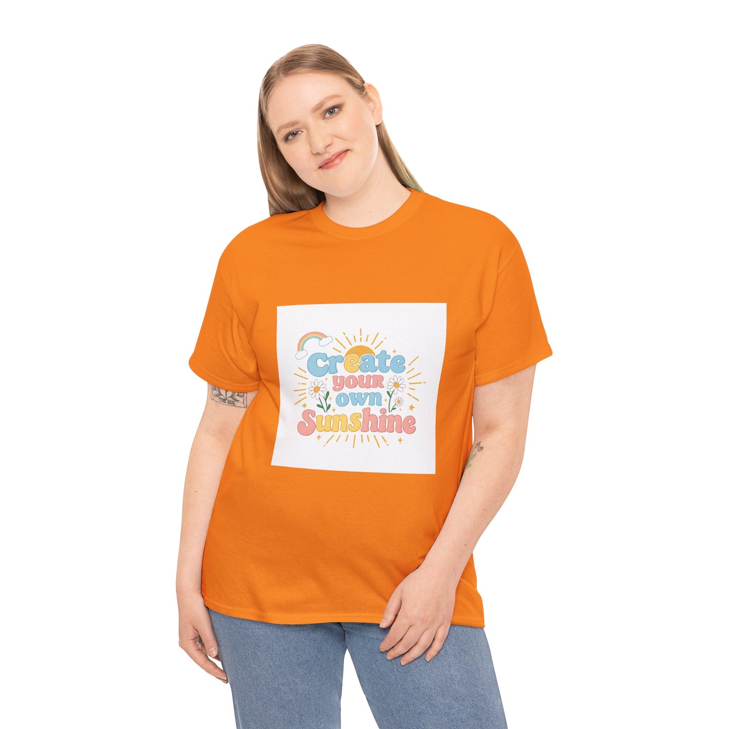 Create Your Own Sunshine Unisex Heavy Cotton Tee - Positive Vibe T-Shirt for Joyful Moments