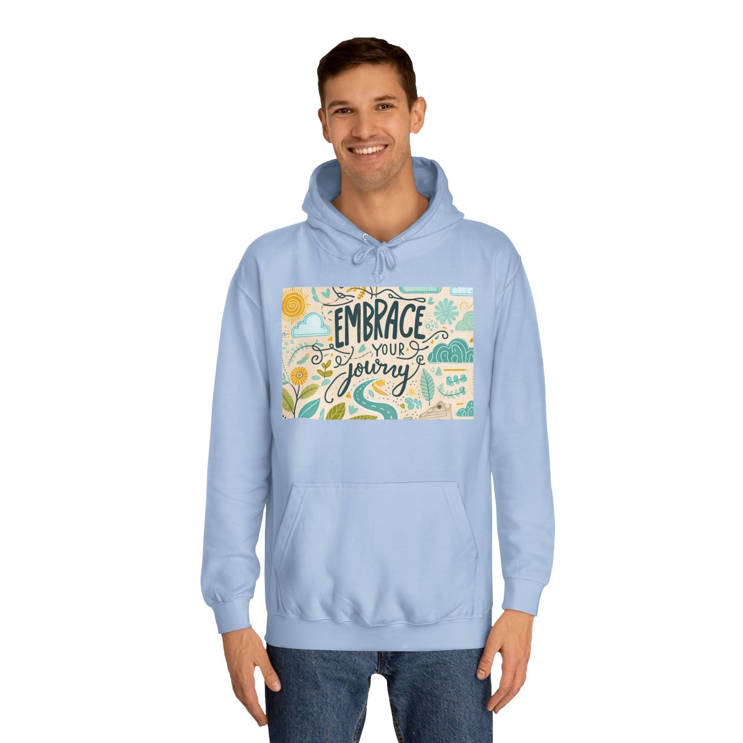 သင့်ခရီးကို Unisex College Hoodie - စိတ်အားထက်သန်သော နှစ်သိမ့်မှုကို ခံယူပါ။