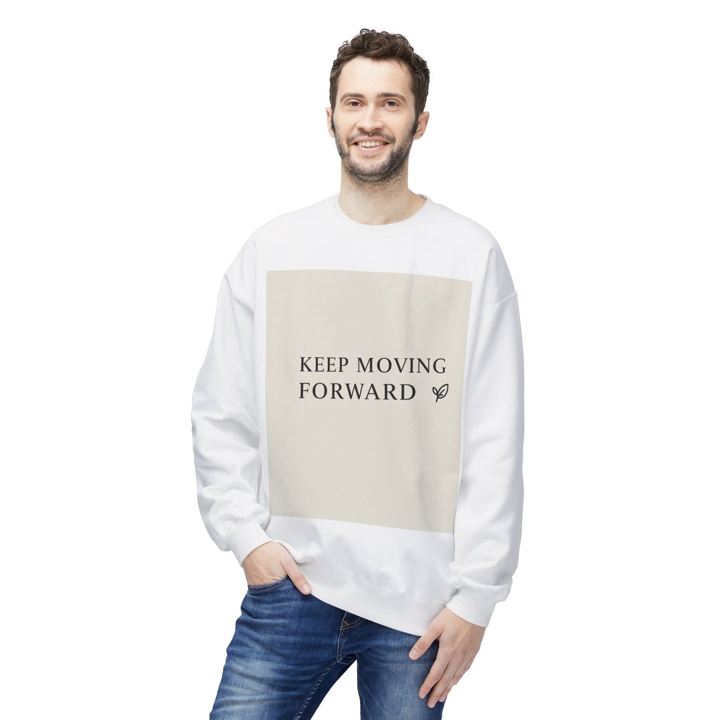 Inspirerende Fleece Crewneck-trui - "Hou aan om vorentoe te beweeg"