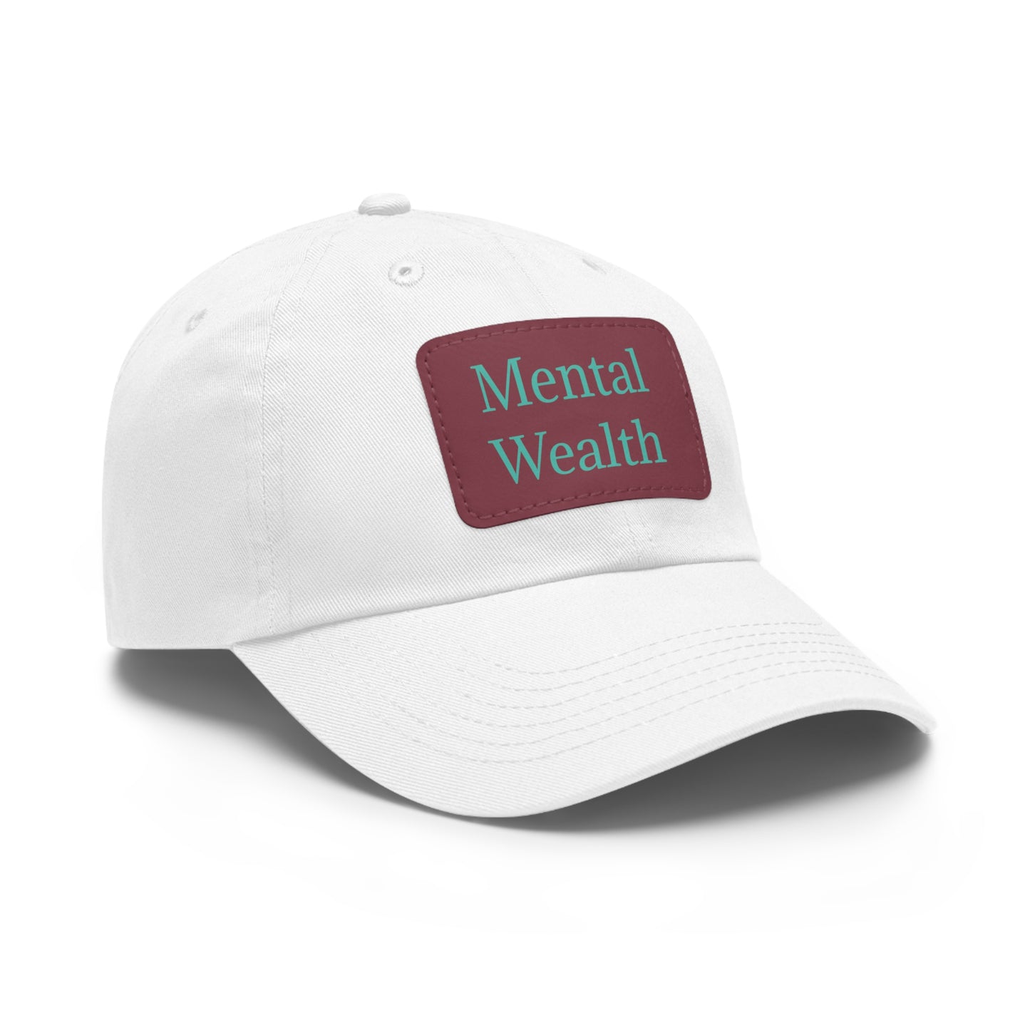 Mental Wealth Dad Hat with Leather Patch - Classic Style Cap for Mindfulness