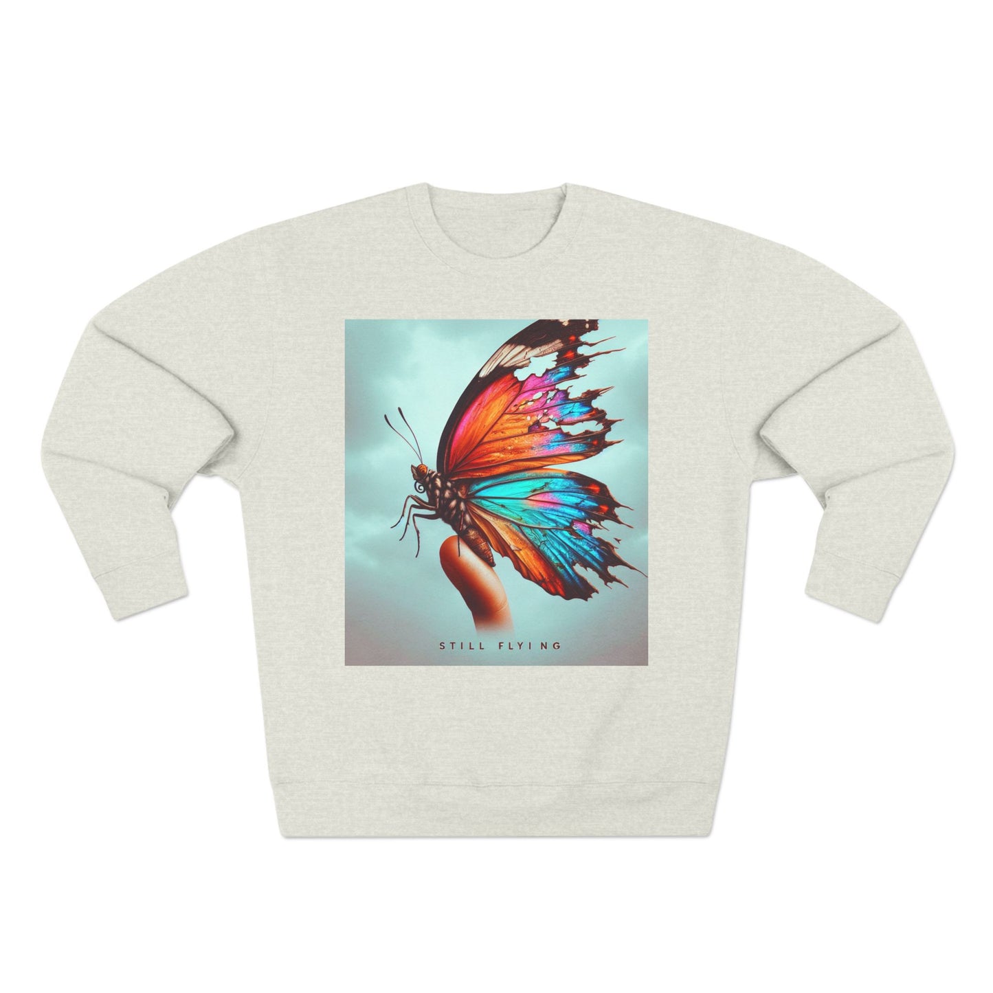 ပျံသန်းနေဆဲ လိပ်ပြာ Unisex Crewneck အင်္ကျီ - သဘာဝကို ချစ်မြတ်နိုးသူများအတွက် လှုံ့ဆော်မှုအနုပညာ