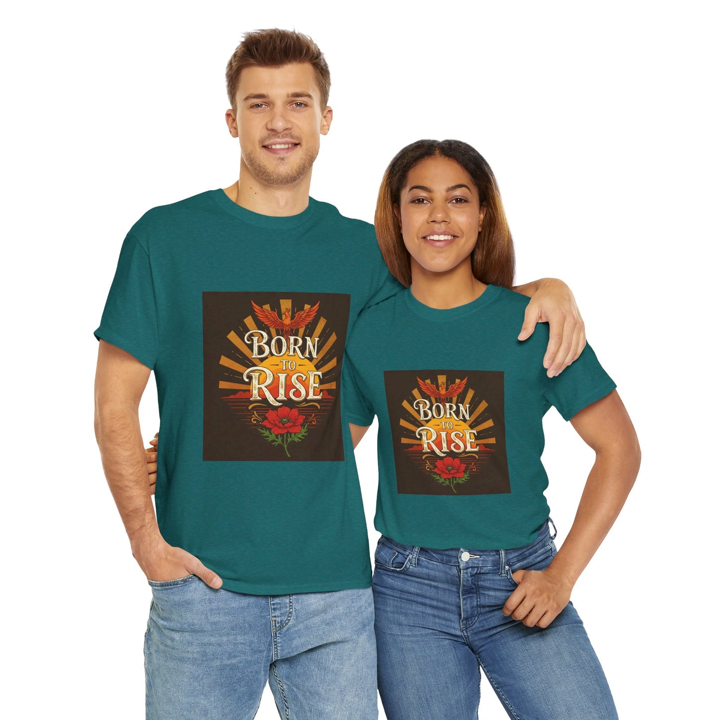 Born to Rise Unisex Heavy Cotton Tee - Inspirational Graphic Shirt