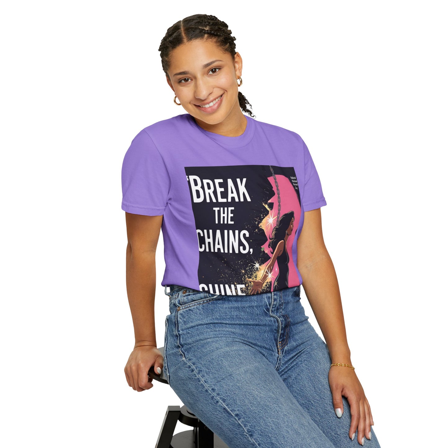 Empowerment T-Shirt: "Break the Chains, Shine" - Unisex Garment-Dyed Tee for National Freedom Day