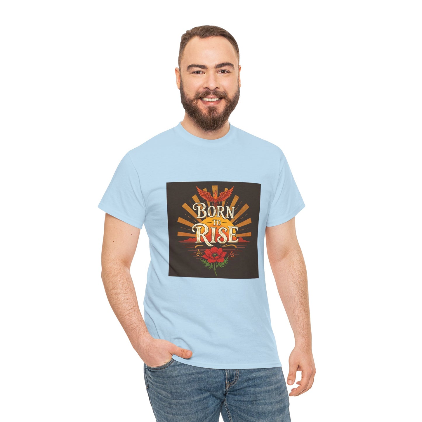 Born to Rise Unisex Heavy Cotton Tee - Inspirational Graphic Shirt