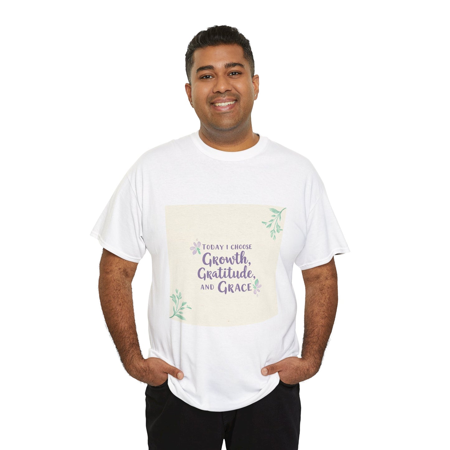 Inspirational Unisex Heavy Cotton Tee - "Today I Choose Growth, Gratitude, and Grace"