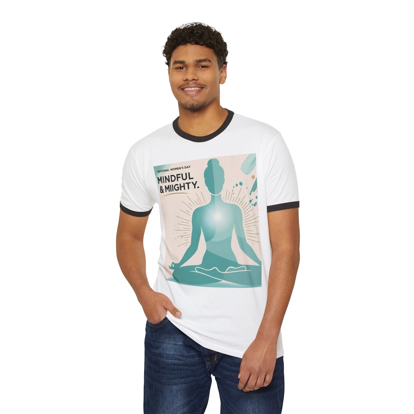 Mindful & Mighty Unisex Cotton Ringer T-Shirt for Women's Day