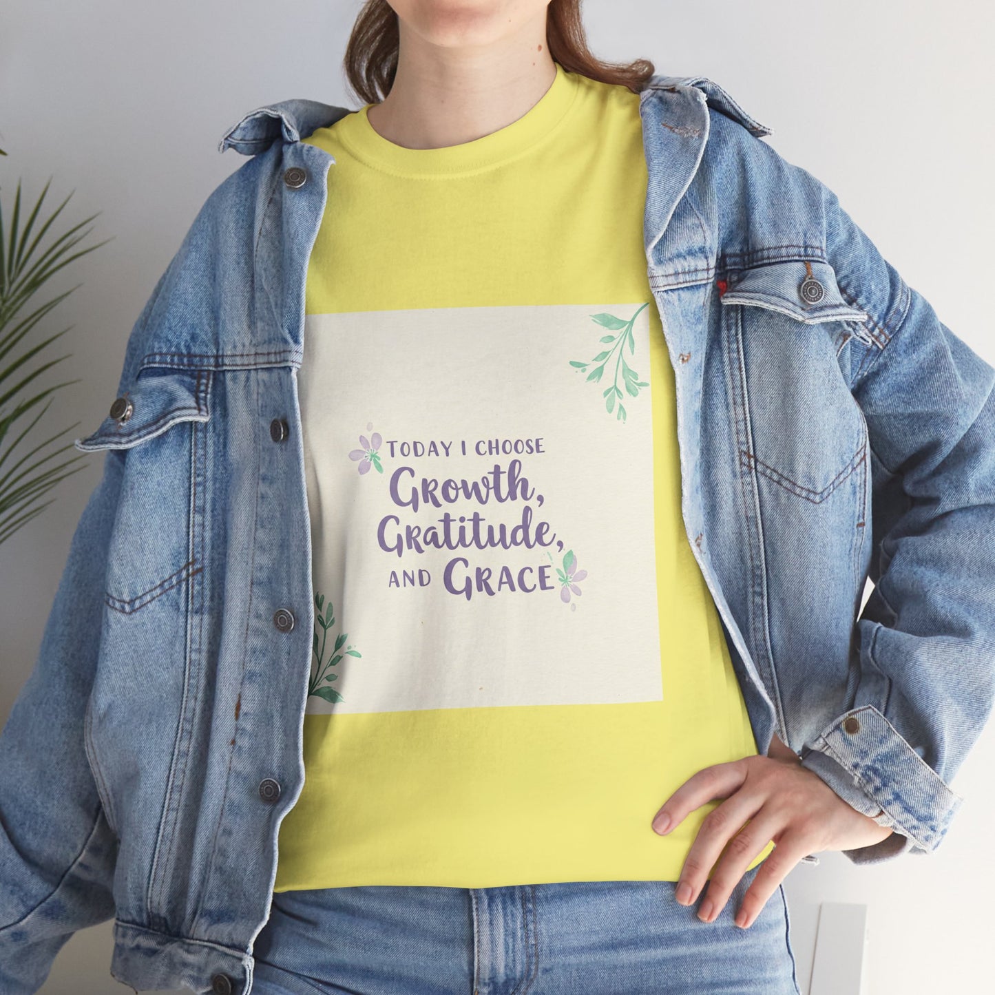 Inspirational Unisex Heavy Cotton Tee - "Today I Choose Growth, Gratitude, and Grace"