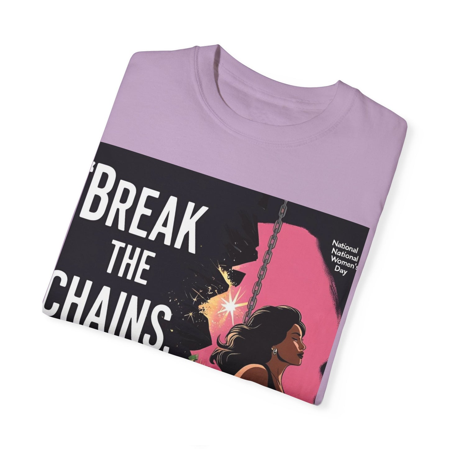 Bemagtigings-T-hemp: "Break the Chains, Shine" - Unisex-kledingkleurige tee vir Nasionale Vryheidsdag