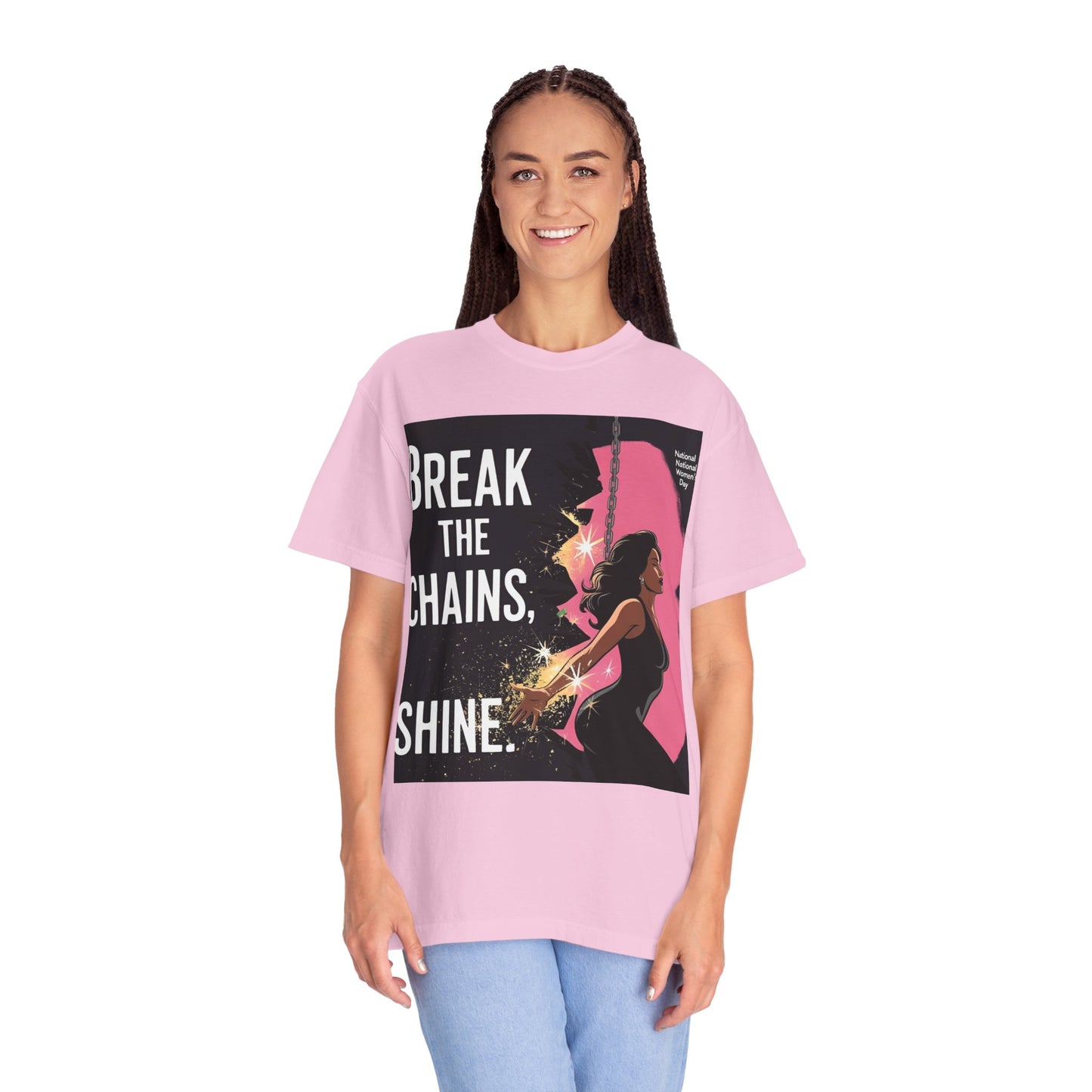 Empowerment T-Shirt: "Break the Chains, Shine" - Unisex Garment-Dyed Tee for National Freedom Day