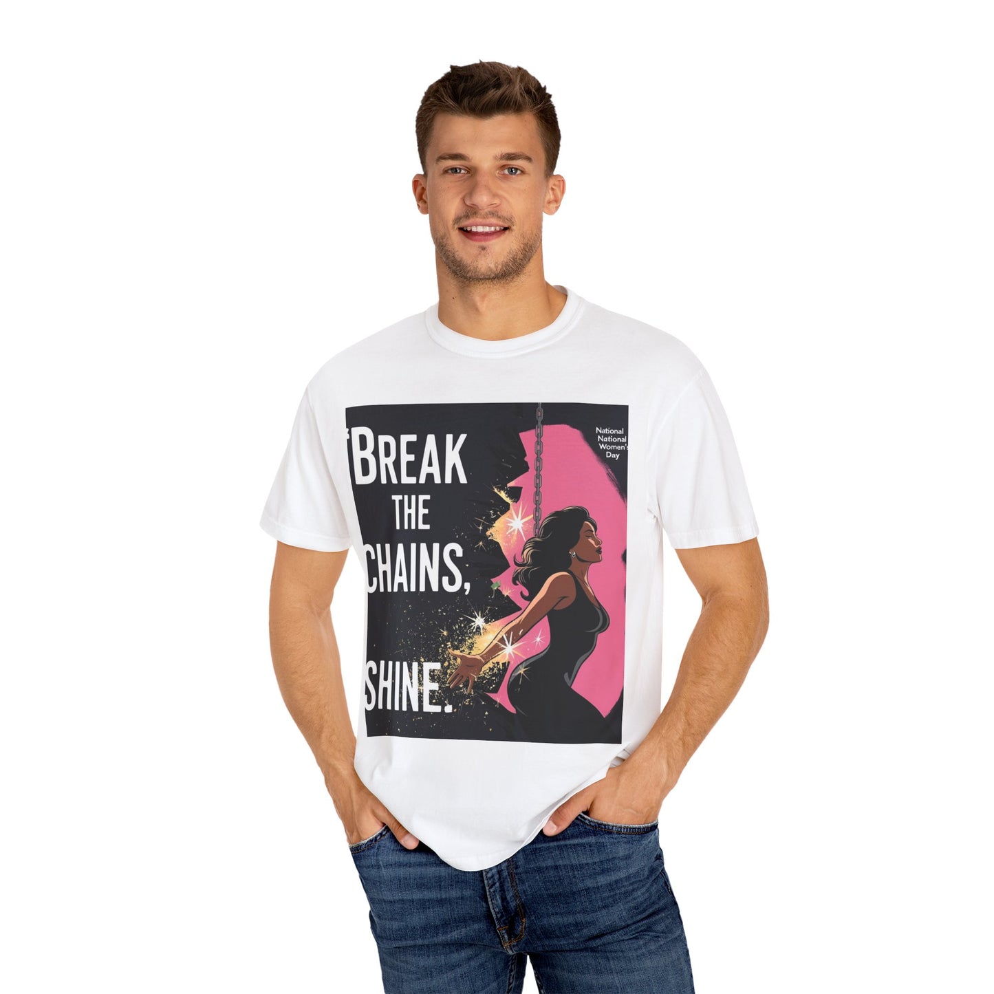 Empowerment T-Shirt: "Break the Chains, Shine" - Unisex Garment-Dyed Tee for National Freedom Day