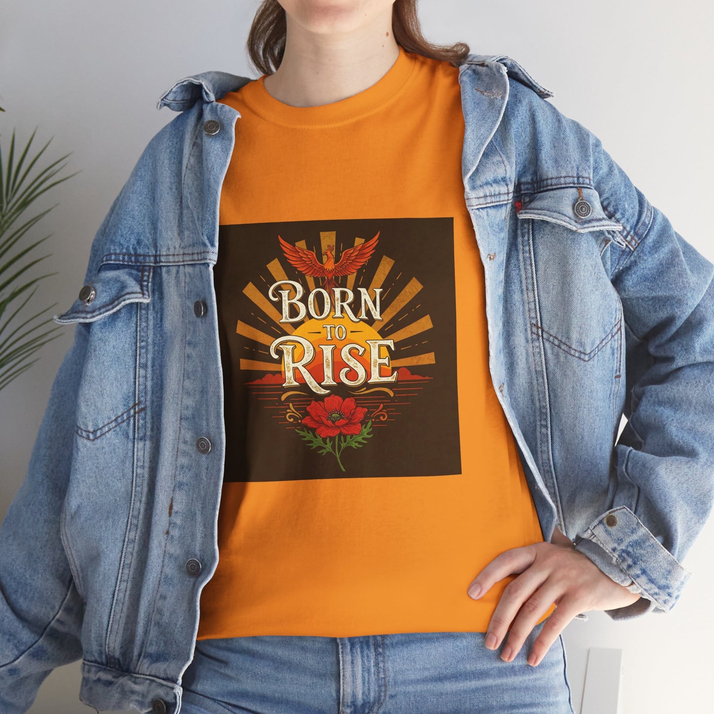 Born to Rise Unisex Heavy Cotton Tee - Inspirational Graphic Shirt