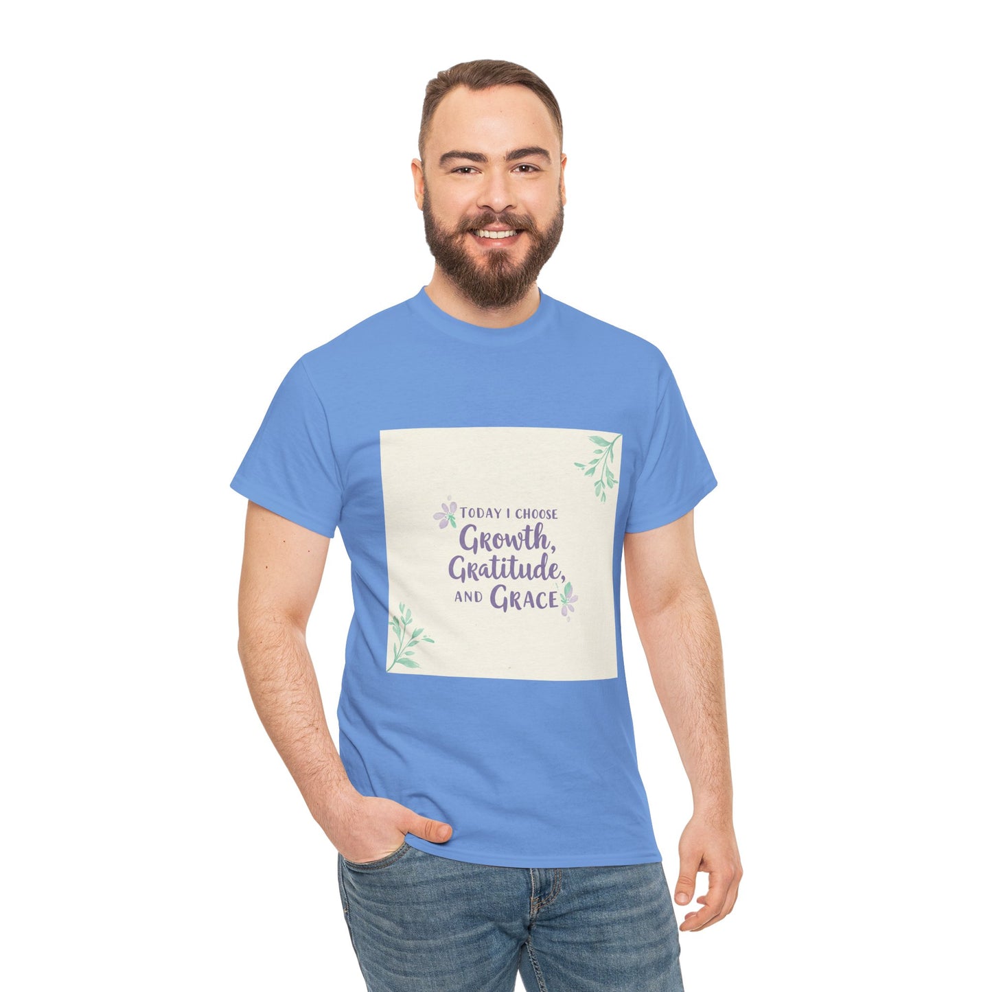 Inspirational Unisex Heavy Cotton Tee - "Today I Choose Growth, Gratitude, and Grace"