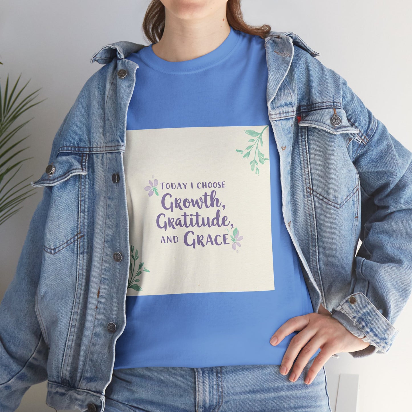 Inspirational Unisex Heavy Cotton Tee - "Today I Choose Growth, Gratitude, and Grace"