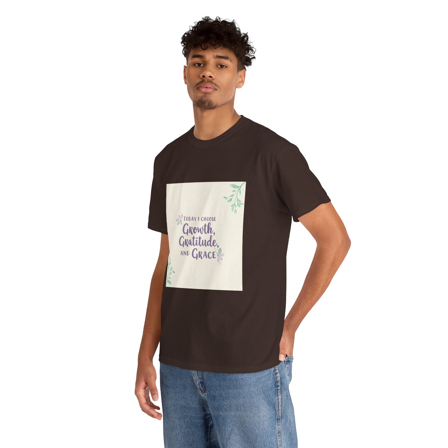 Inspirational Unisex Heavy Cotton Tee - "Today I Choose Growth, Gratitude, and Grace"