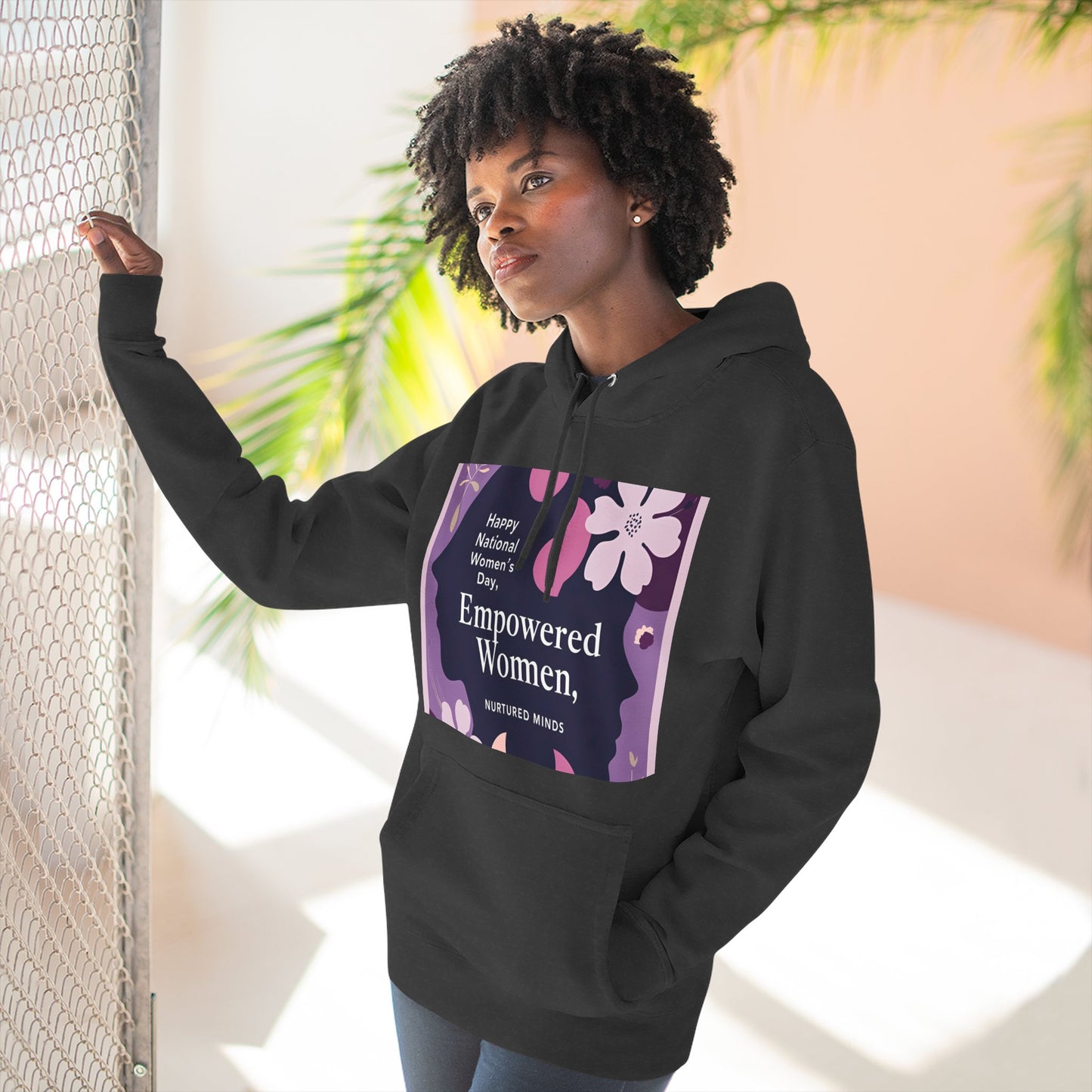 Empowered Women Fleece Hoodie - Happy National Women's Day Design