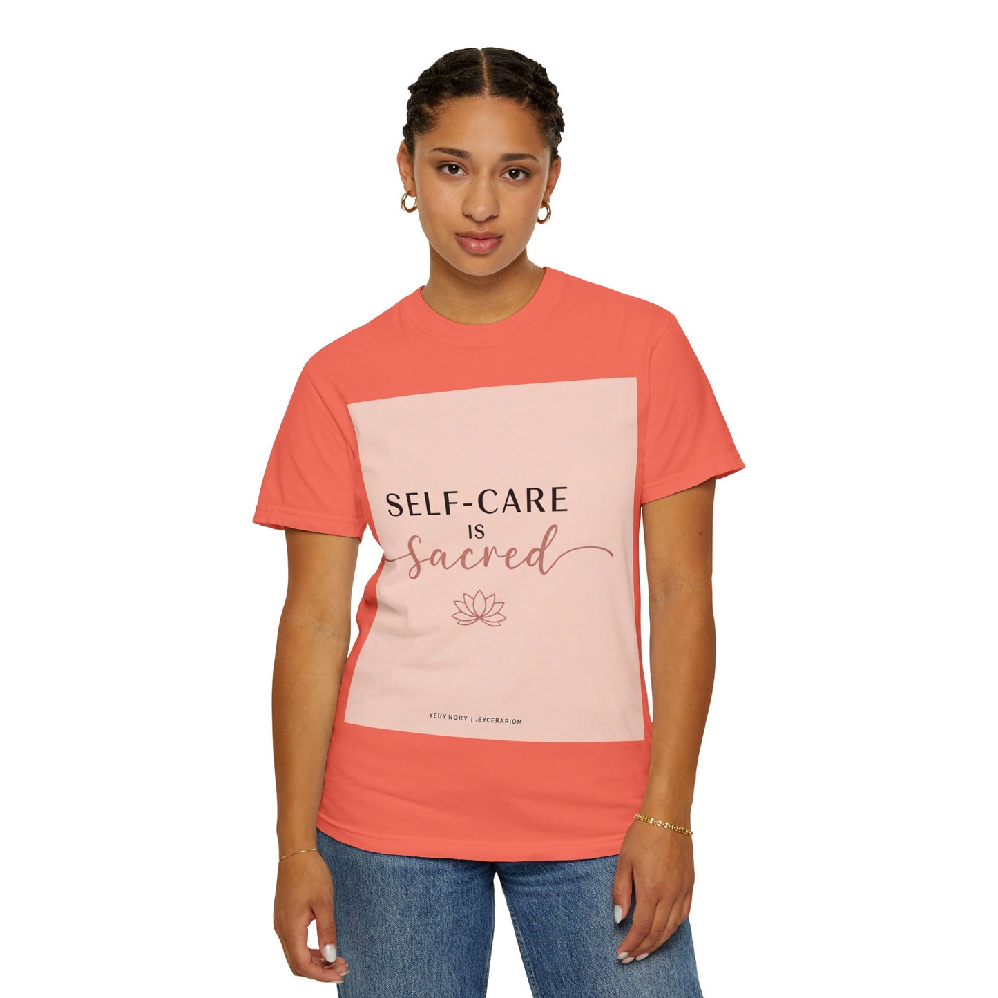 Front Print Design "Self-Care is Sacred" T-Shirt