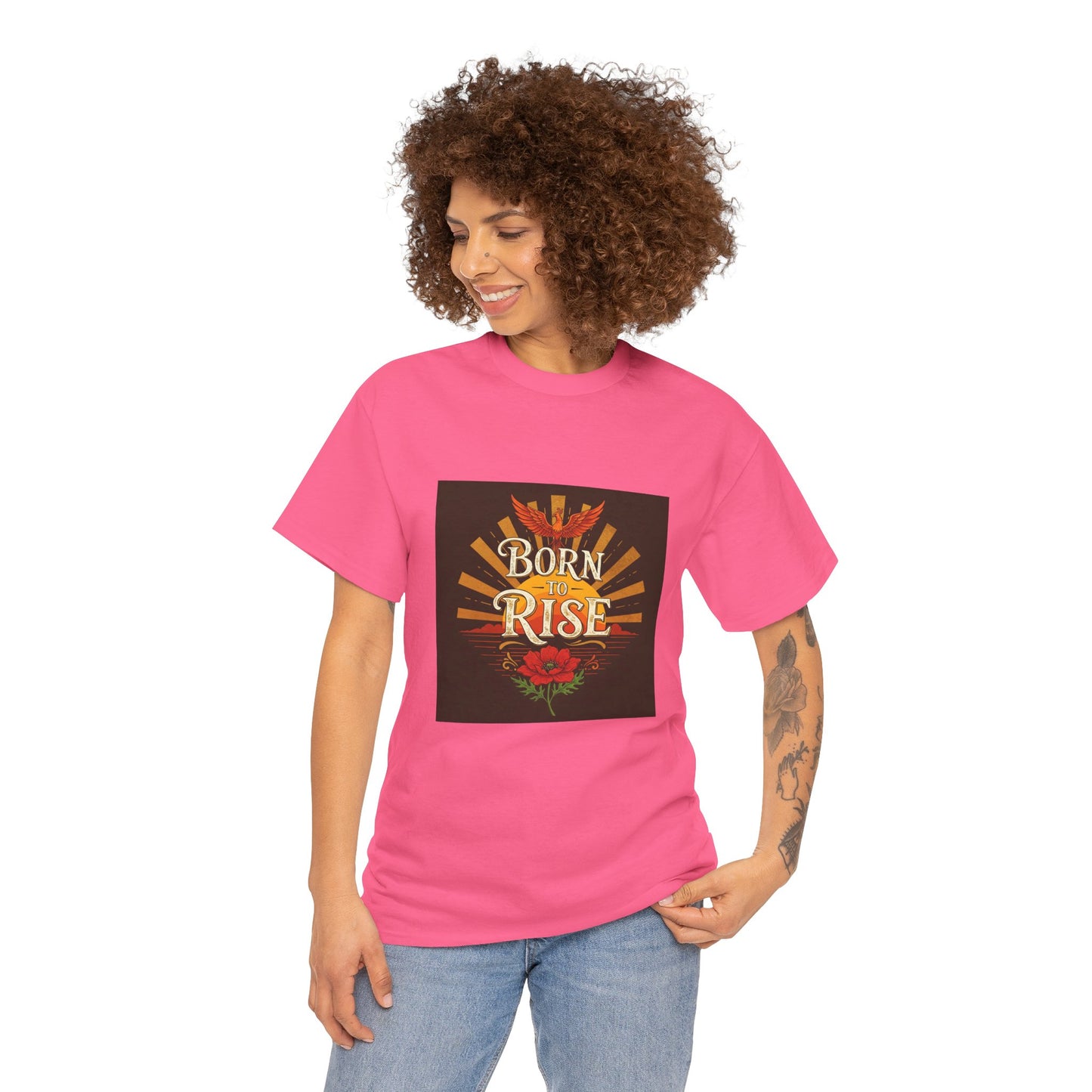 Born to Rise Unisex Heavy Cotton Tee - Inspirational Graphic Shirt