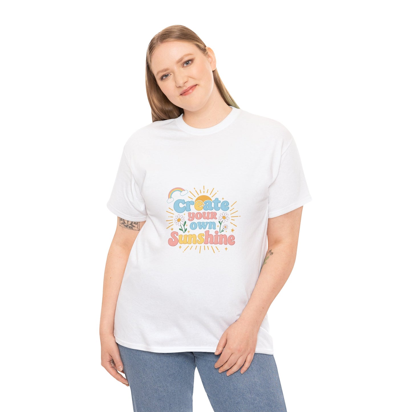 Create Your Own Sunshine Unisex Heavy Cotton Tee - Positive Vibe T-Shirt for Joyful Moments