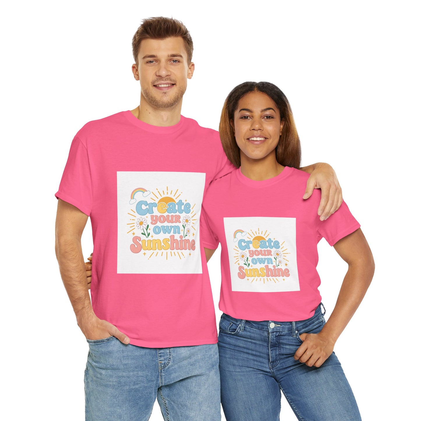 Create Your Own Sunshine Unisex Heavy Cotton Tee - Positive Vibe T-Shirt for Joyful Moments