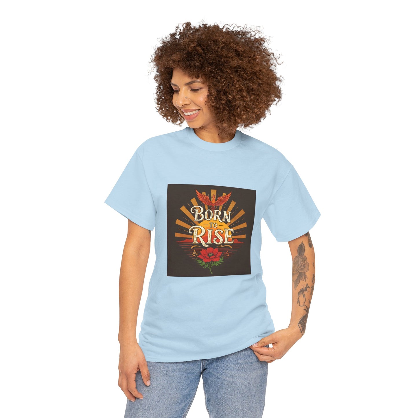 Born to Rise Unisex Heavy Cotton Tee - Inspirational Graphic Shirt