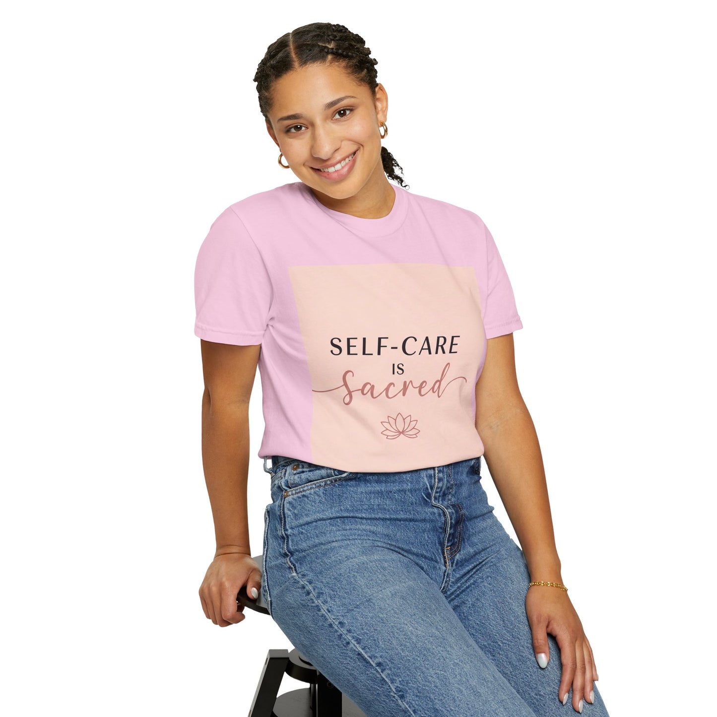 Front Print Design "Self-Care is Sacred" T-Shirt