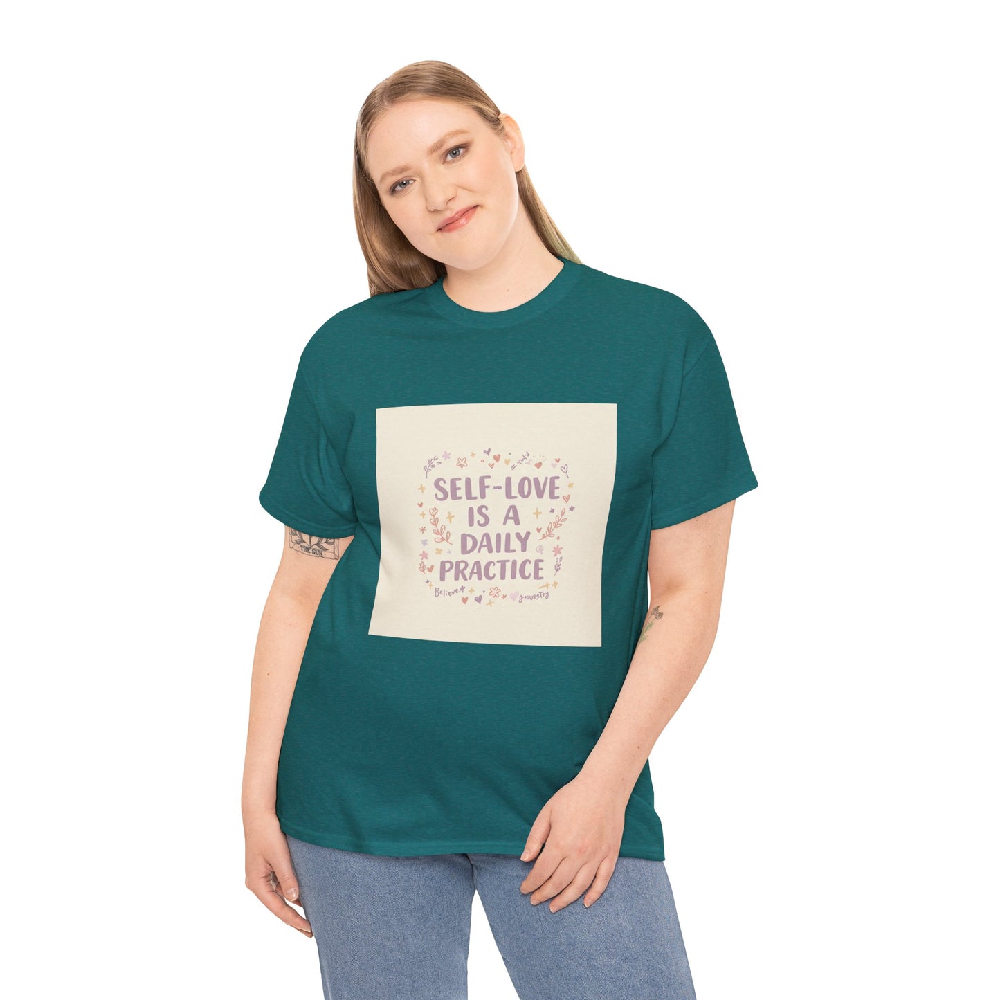 Self-Love is a Daily Practice Unisex Heavy Cotton Tee - Inspirational Graphic Tee