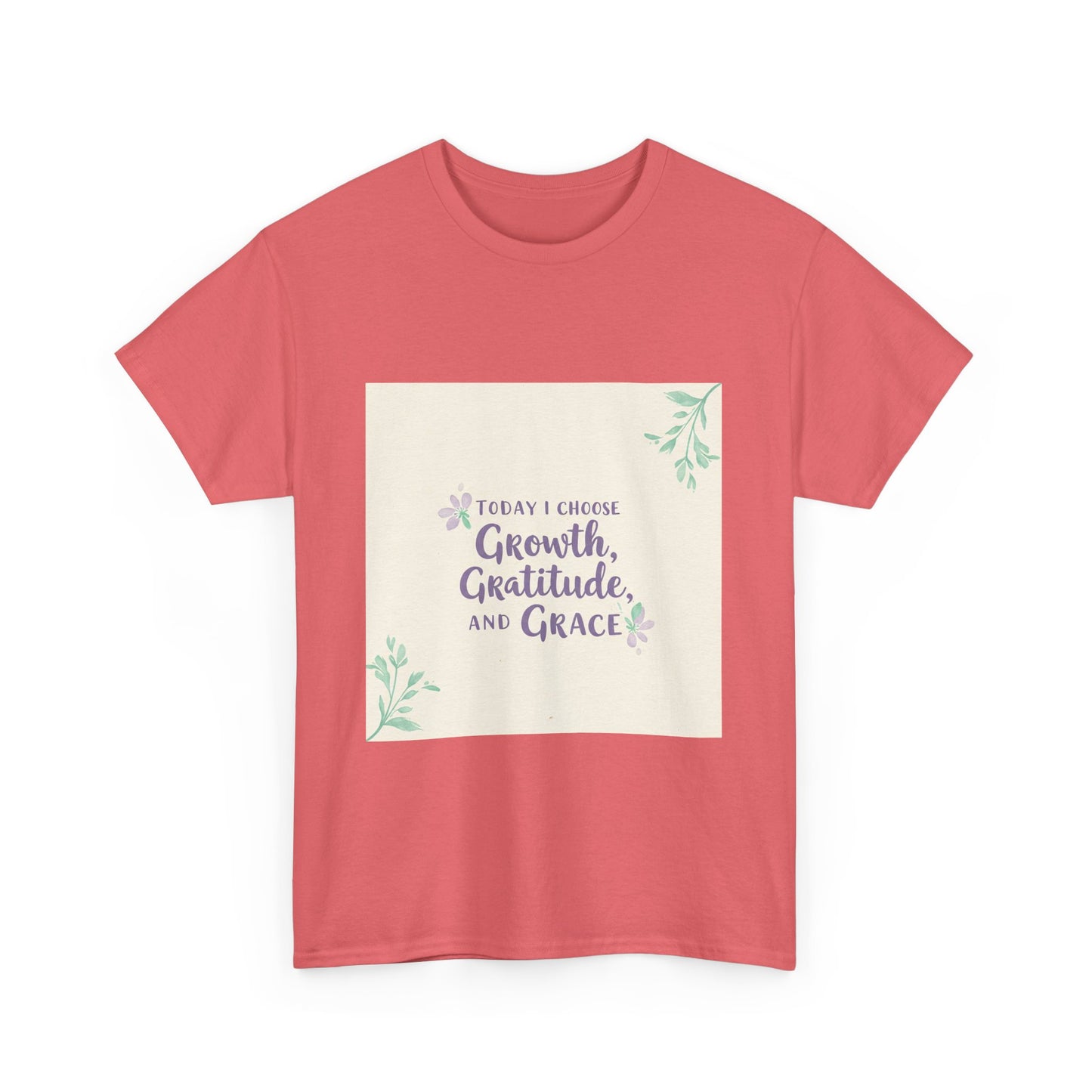 Inspirational Unisex Heavy Cotton Tee - "Today I Choose Growth, Gratitude, and Grace"