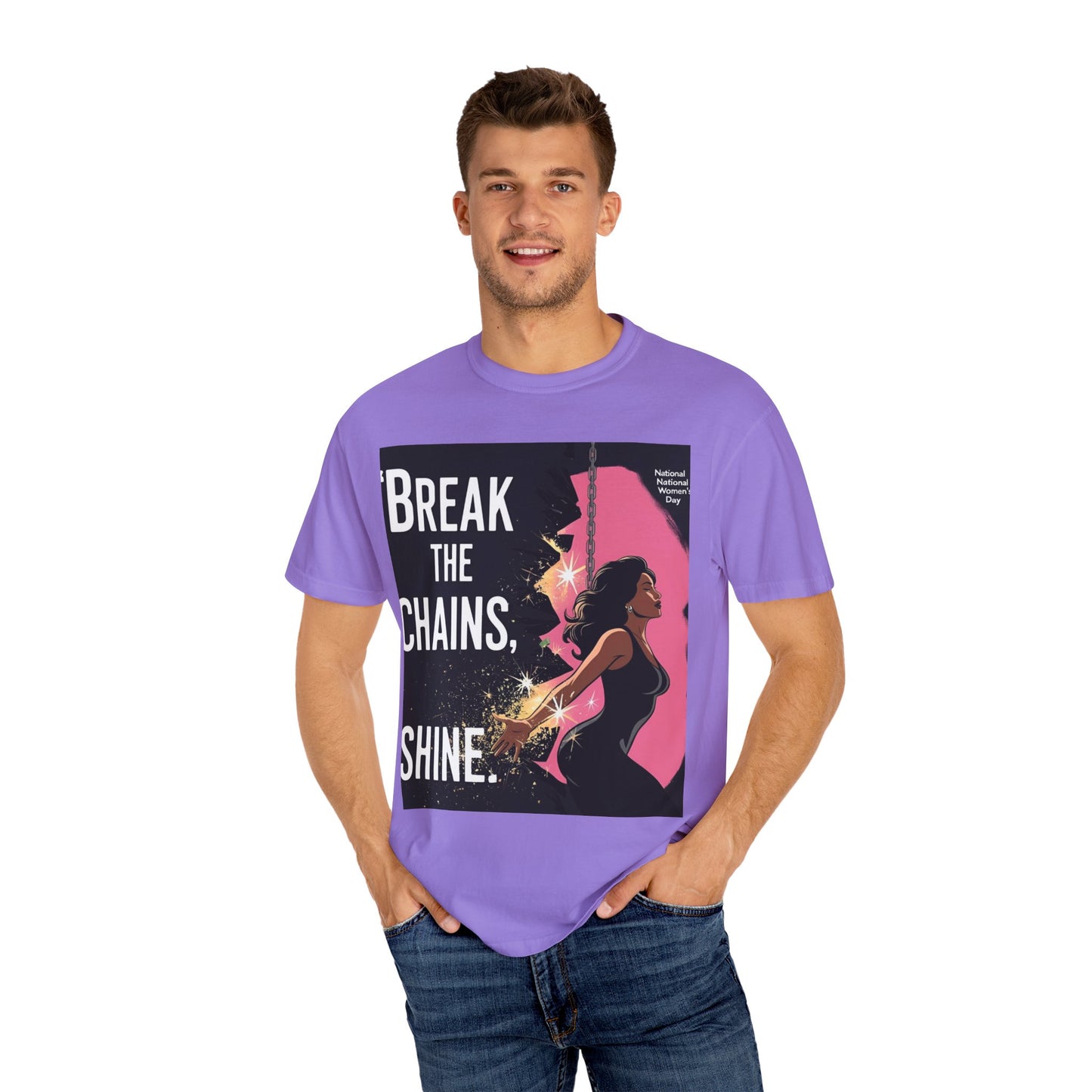 Empowerment T-Shirt: "Break the Chains, Shine" - Unisex Garment-Dyed Tee for National Freedom Day